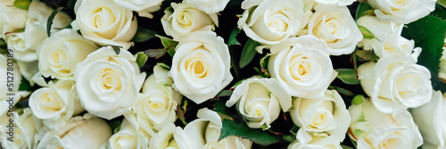 close-up of huge bouquet of white roses. background of many roses wedding  day of St. Valentine
