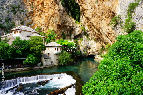 Tekija house and Buna river in Blagaj village near Mostar, Bosnia and Herzegovina photo