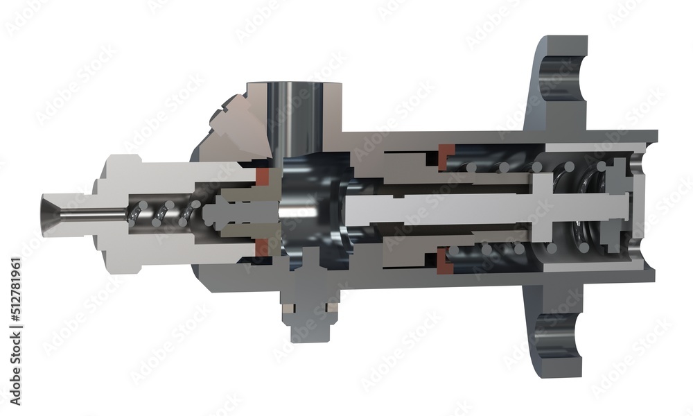 Automotive fuel pump isolated on white background 3D illustration section view Automotive fuel pump isolated on white background 3D illustration section view