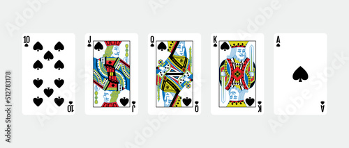 Royal flush spades five card poker hand playing cards deck
