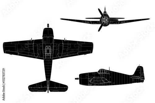 Bild auf Leinwand Avión de combate clásico de hélice, caza Grumman F6F Hellcat