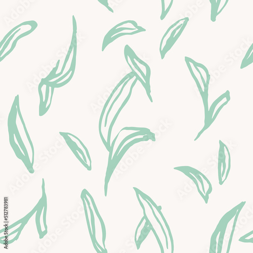 Seamless hand drawn pattern with leaves