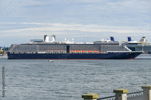 Holland America HAL cruiseship cruise ship liner Noordam departing port of Vancouver, Canada for Alaska cruise	 photo