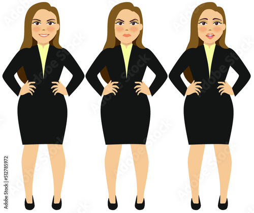 business woman with different facial expressions