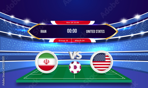 Iran vs United states Football world cup football match scoreboard broadcast