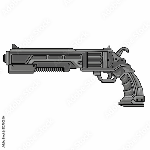cyberpunk gun, flat illustration