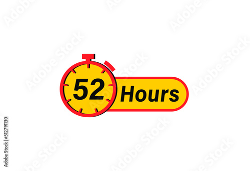 52 Hours timers Clocks, Timer 52 hour icon, countdown icon. Time measure. Chronometer icon isolated on white background