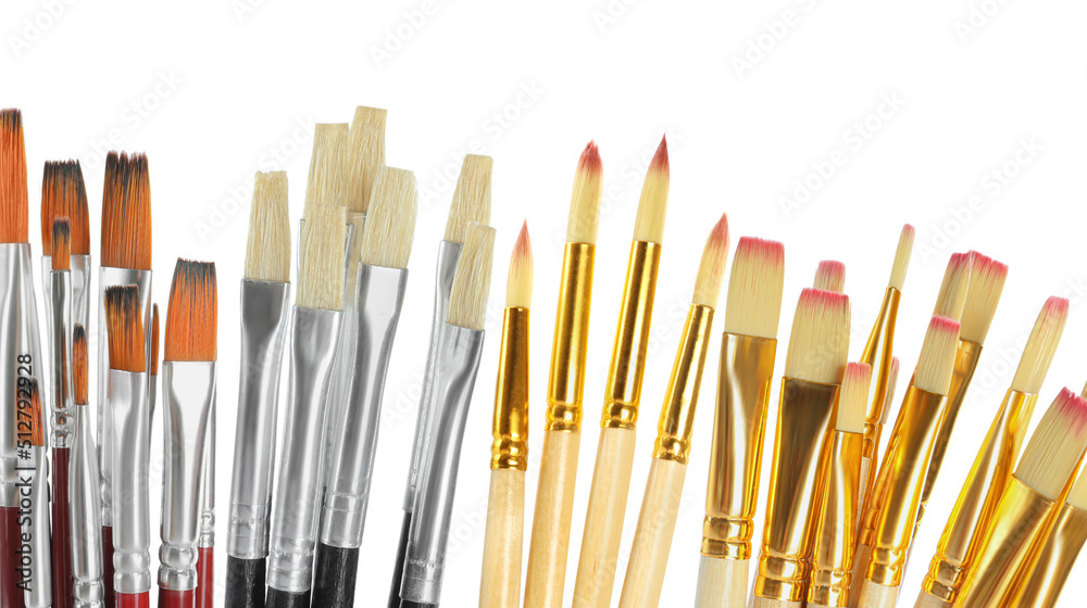 Set of different paintbrushes on white background Set of different paintbrushes on white background