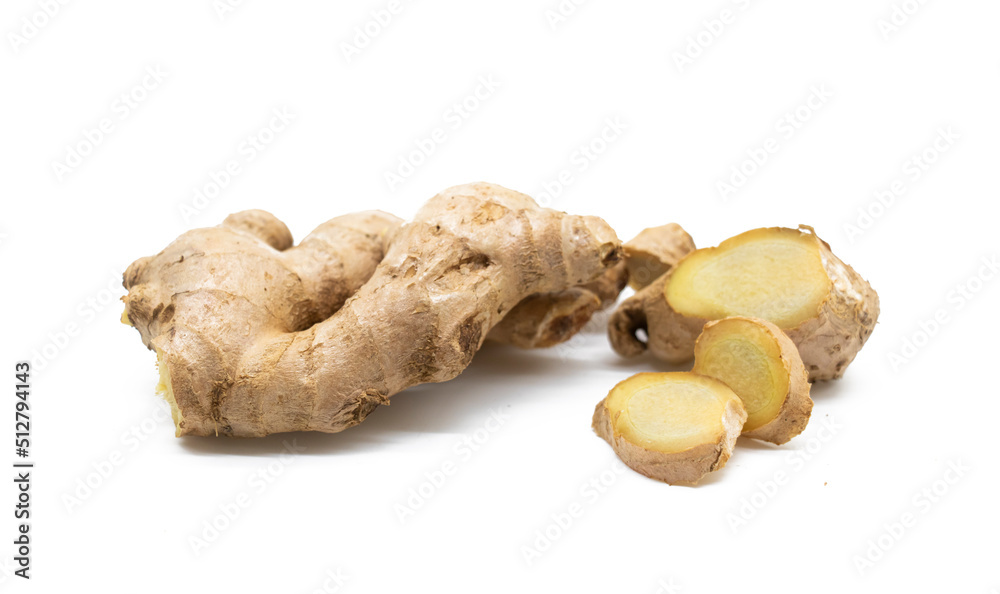 Fresh ginger on white background, Ginger root Fresh ginger on white background, Ginger root