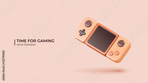 Realistic 3d design of Game console floating in the air in cartoon minimal style. Virtual world, Metaverse, Into the future - 3D Vector illustration