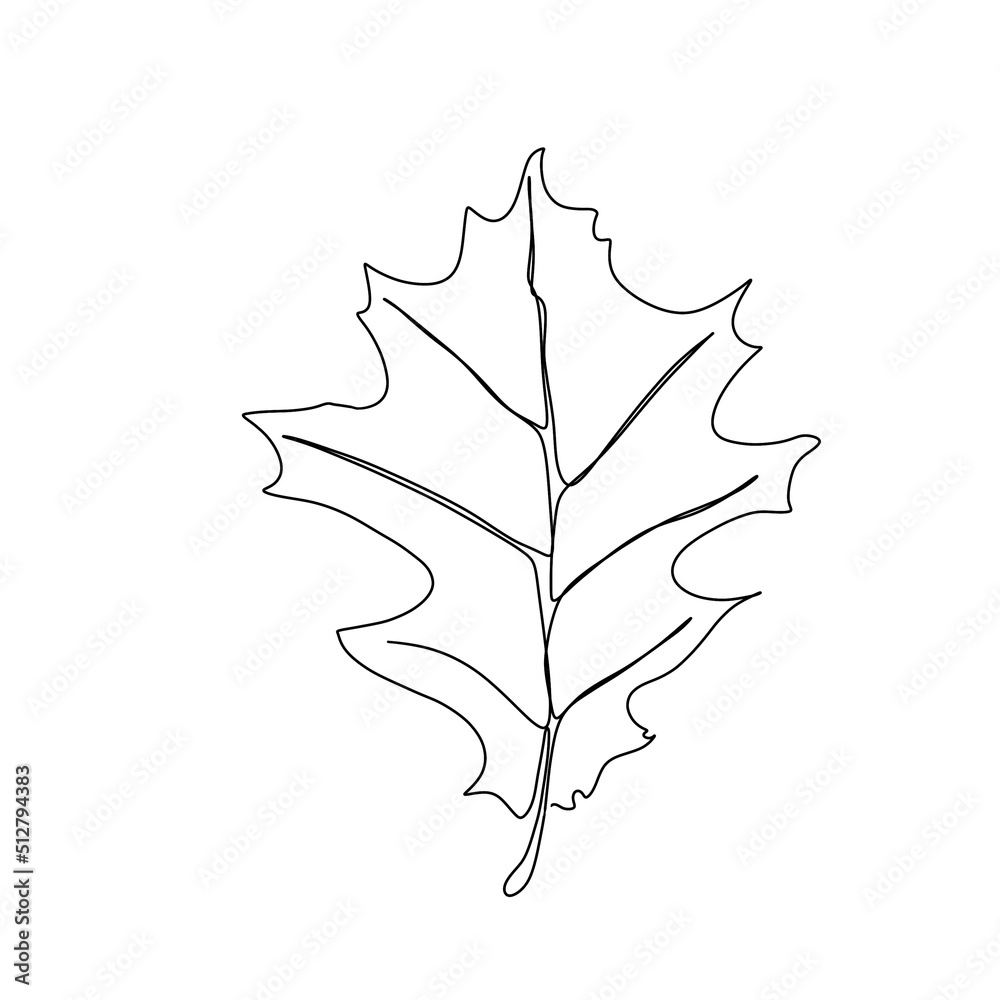 Fototapeta premium Autumn leaf continuous line drawing. Autumn leaf one line style icon