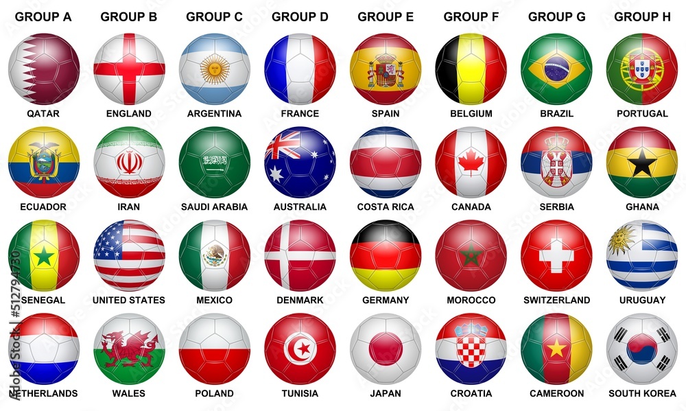 Balls of different countries on a white background Balls of different countries on a white background