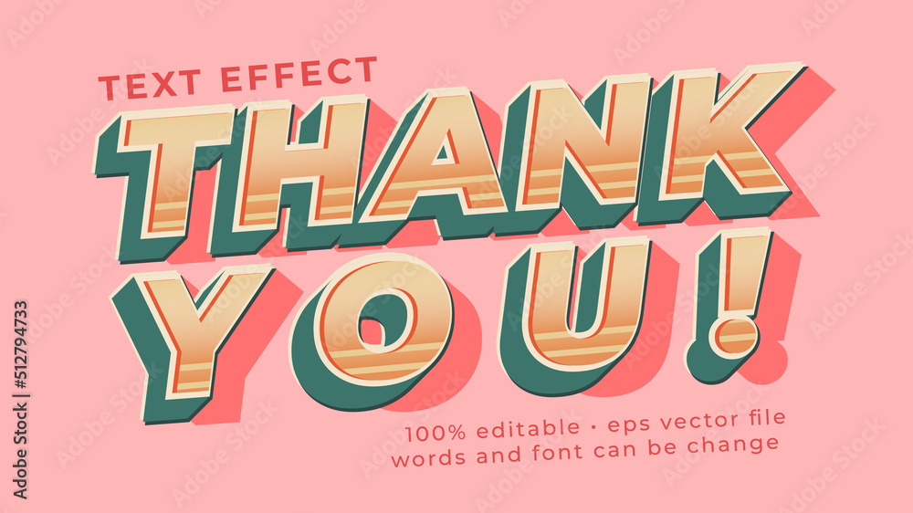 Lettering word Thank You doodle sketch vintage and fun vector editable text effect for your special project