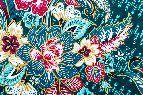 Fotografie Batik sarong pattern background in Thailand, traditional batik sarong in Asian