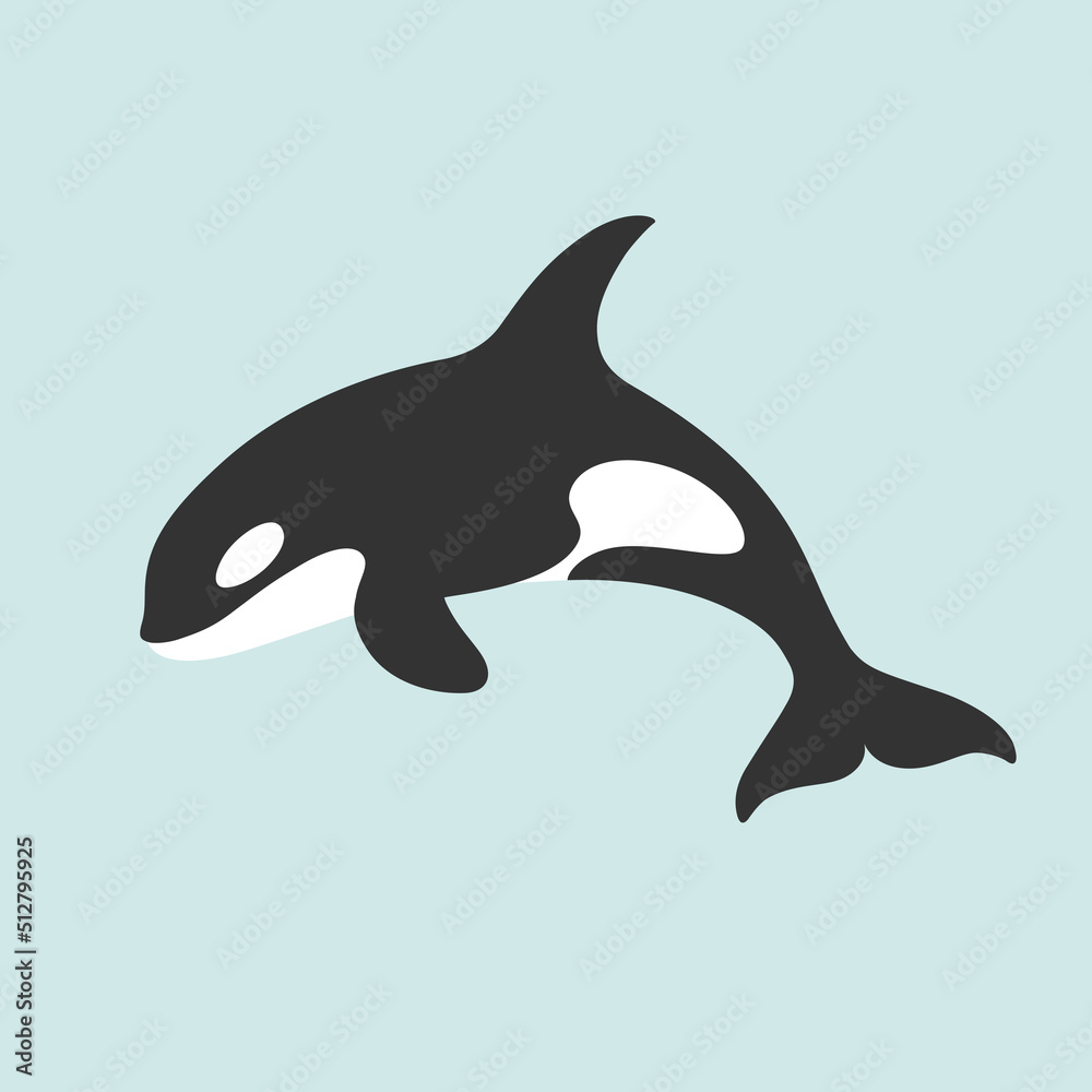 Fototapeta premium Cartoon killer whale. Сute orca print. Vector illustration.