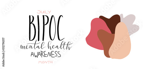 Bipoc mental health awareness month July poster with handwritten brush lettering
