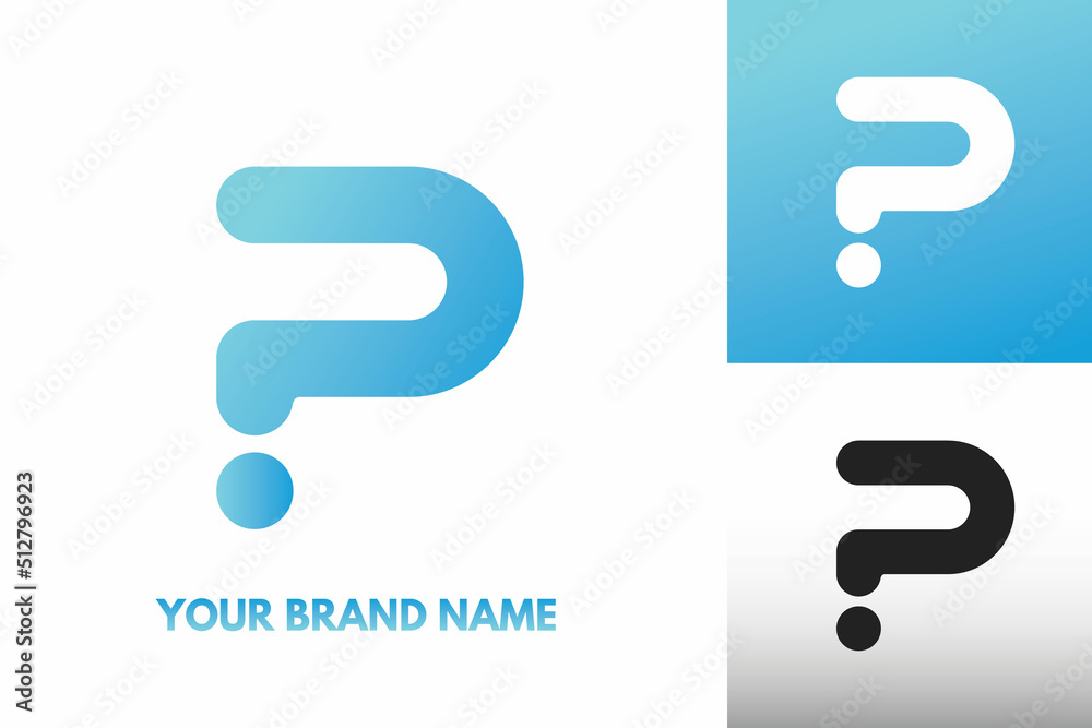 Logo Letter P Initial monogram in Simple book question mark shape Design Vector in Gradient and monochrome color. perfect for brand company identity Logo Letter P Initial monogram in Simple book question mark shape Design Vector in Gradient and monochrome color. perfect for brand company identity