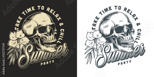 Summer party poster monochrome vintage