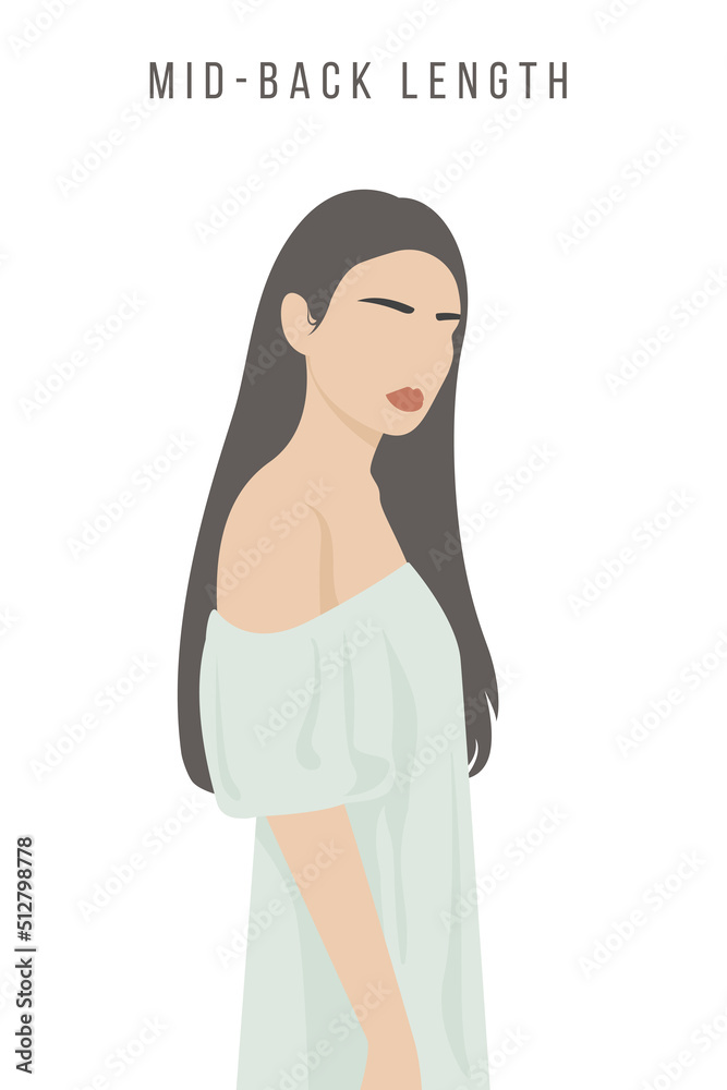 Woman with mid-back length hair. Woman with mid-back length hair.