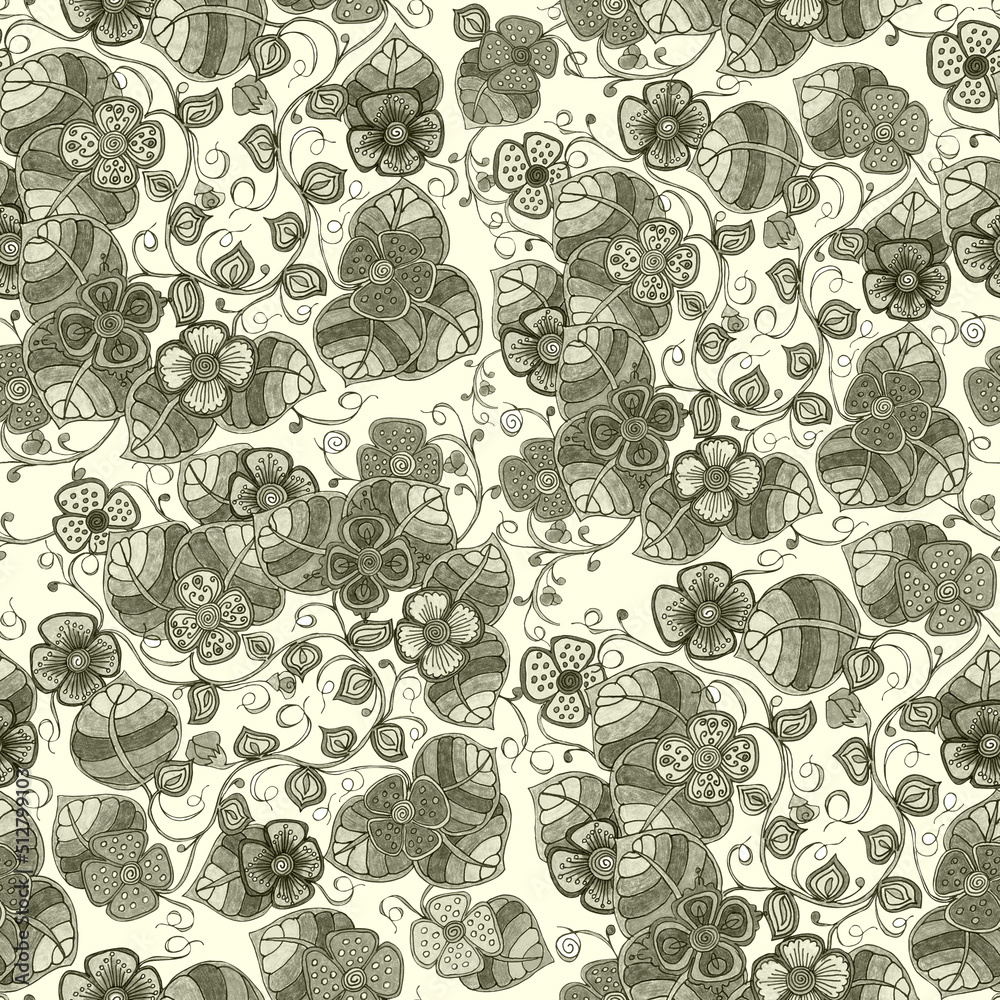 custom made wallpaper toronto digitalSeamless floral monochrome background.