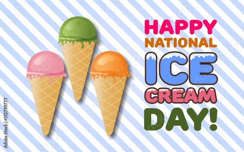 Happy National Ice Cream Day Illustration