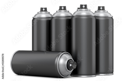 Set of spray paint cans isolated on white background. Spray bottle and dispenser