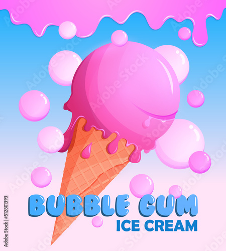 Cove ice cream with bubble gum flavour