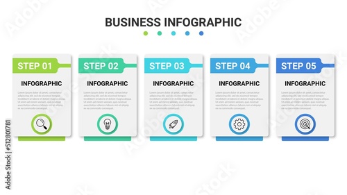 Business process infographic template. Thin line design with numbers 5 options or steps. Vector illustration graphic design