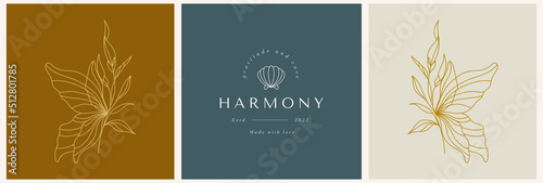 Vector butterflies abstract modern logo design templates in trendy linear style in gold tones - luxury and jewelry concepts for exclusive services and products, beauty and spa industry