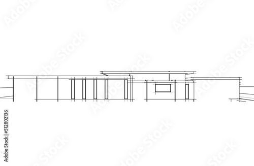 sketch of modern house 3d illustration