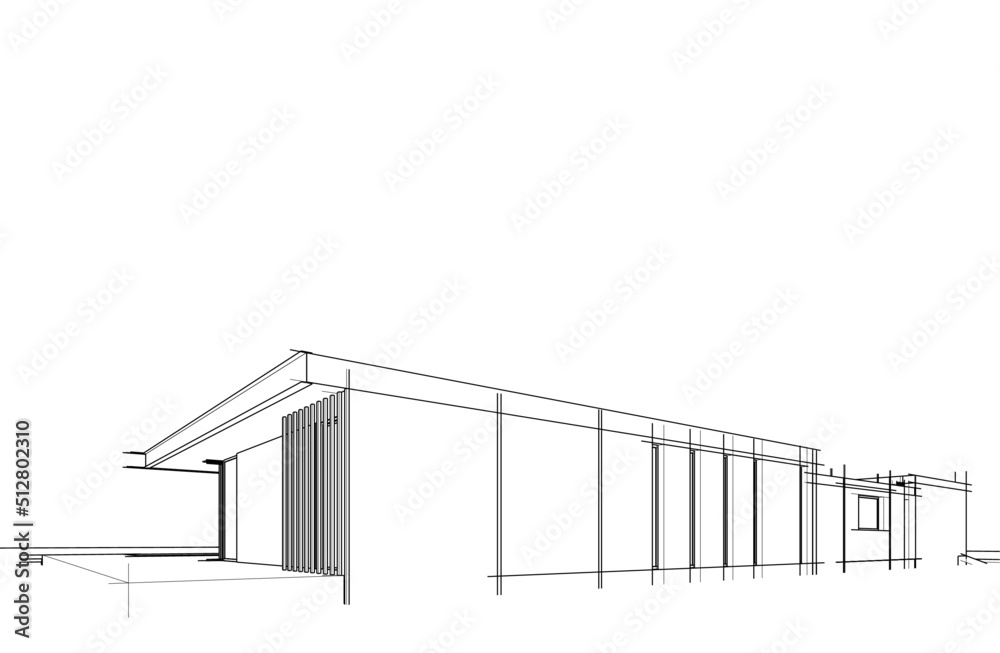 sketch of modern house 3d illustration sketch of modern house 3d illustration