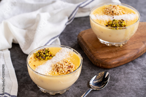 Keskul dessert. Turkish cuisine delicacies. Traditional delicious Turkish Desserts. close up photo