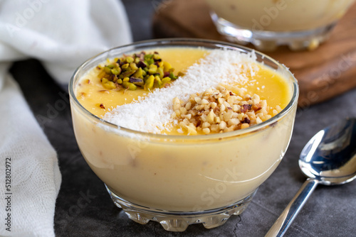 Keskul dessert. Turkish cuisine delicacies. Traditional delicious Turkish Desserts. close up photo