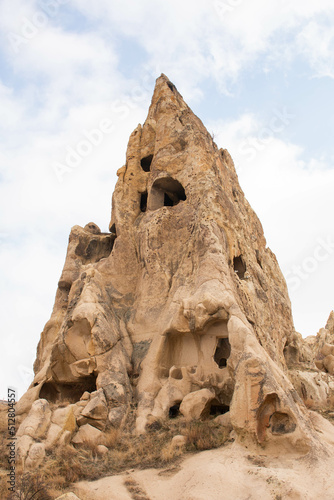 the famous "adas chimneys" in Cappadocia, cone-shaped rock formations in Turkey. 
