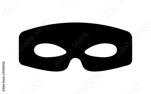 Mask bandit or superhero carnival or villain vector icon. Black masquerade costume eye mask silhouette hidden burgar face. Simple design incognito theatre party masque shape clip art illustration.