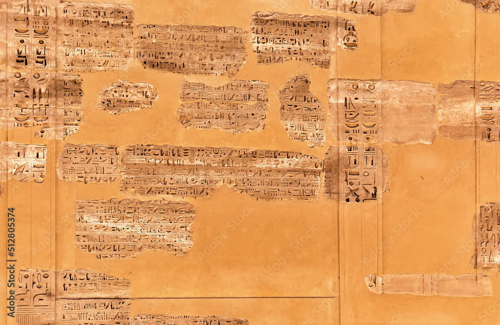 Hieroglyphic carvings in the Temple of Luxor, Karnak Temple, Egypt