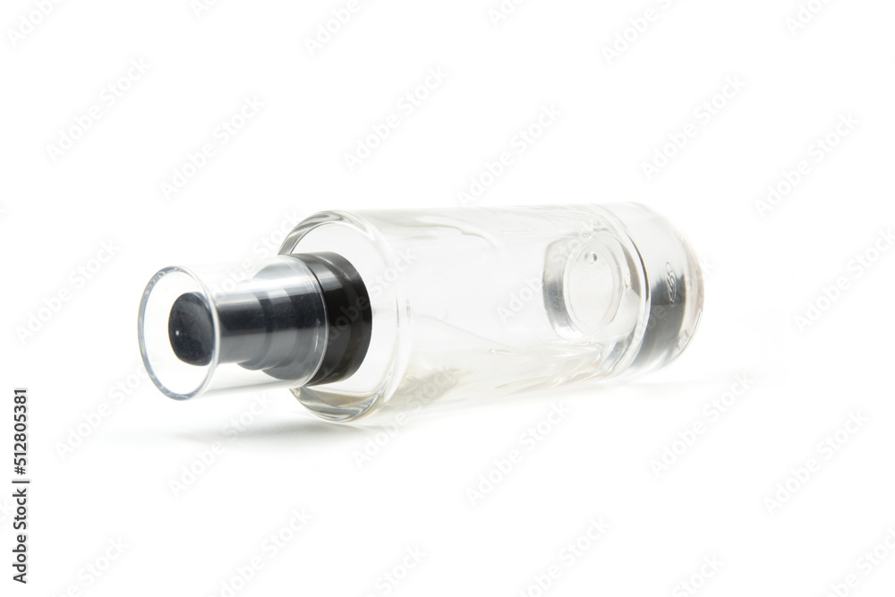 Spray Bottle glass in white background - side view Spray Bottle glass in white background - side view