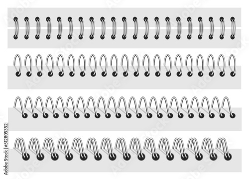 Notepad spiral ring. Realistic iron spiral. Notebook bind