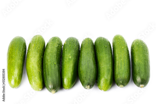 Delicious green cucumbers. Tasty vegetables