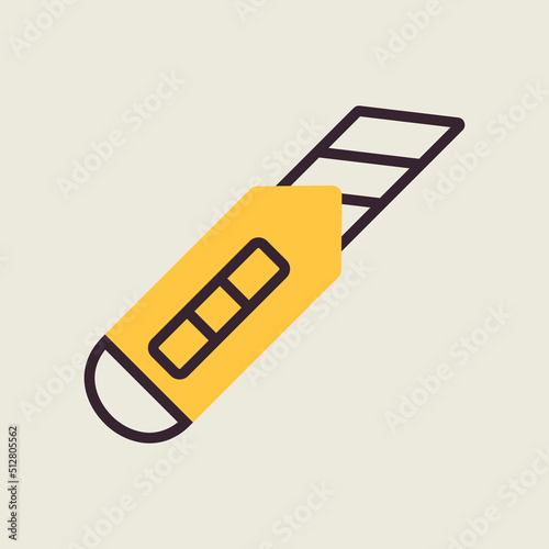 Construction utility knife vector isolated icon