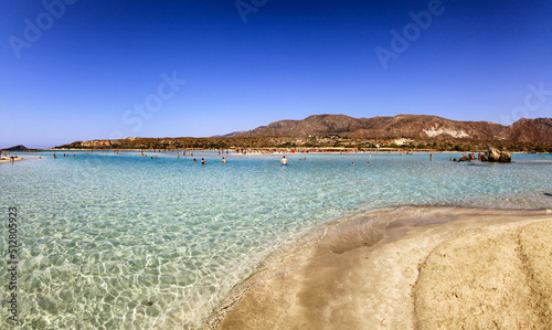 Clear sea at Elafonisi lagoon in Crete island at Greece