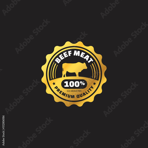 golden luxury elegant style 100 percent beef meat stamp for processed beef meat products business. vector eps 10