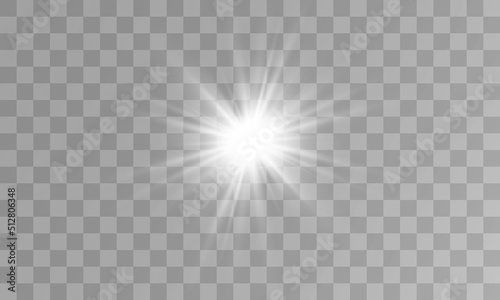 White Light Effect Transparent Background Vector Illustration Decoration Bright Star 