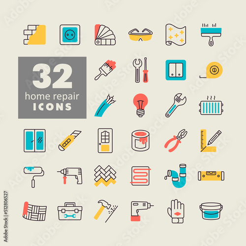 Set of building construction and home repair icons