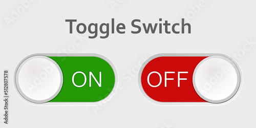 Green and red radio buttons, toggle switches. 3 D. Vector illustration.