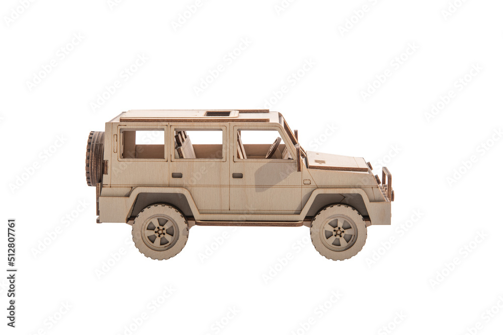 one wooden car toy - SUV off-road vehicle one wooden car toy - SUV off-road vehicle