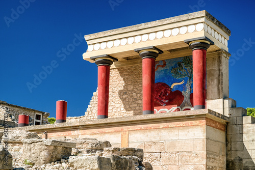 Photos Ancient Knossos Palace on Crete, Greece, famous Minoan archaeological site