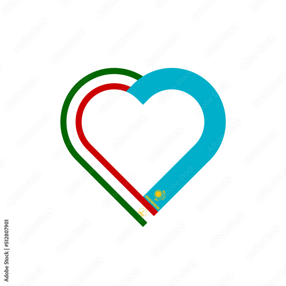 unity concept. heart ribbon icon of tajikistan and kazakhstan flags. vector illustration isolated on white background unity concept. heart ribbon icon of tajikistan and kazakhstan flags. vector illustration isolated on white background