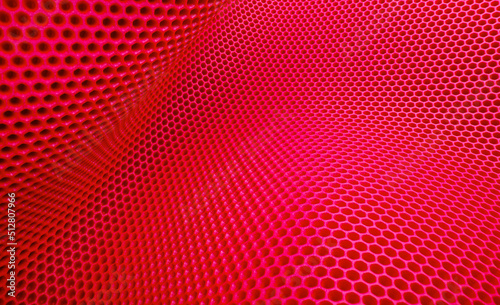 horizontal red flexible bend abstract trellised or cellular background photo