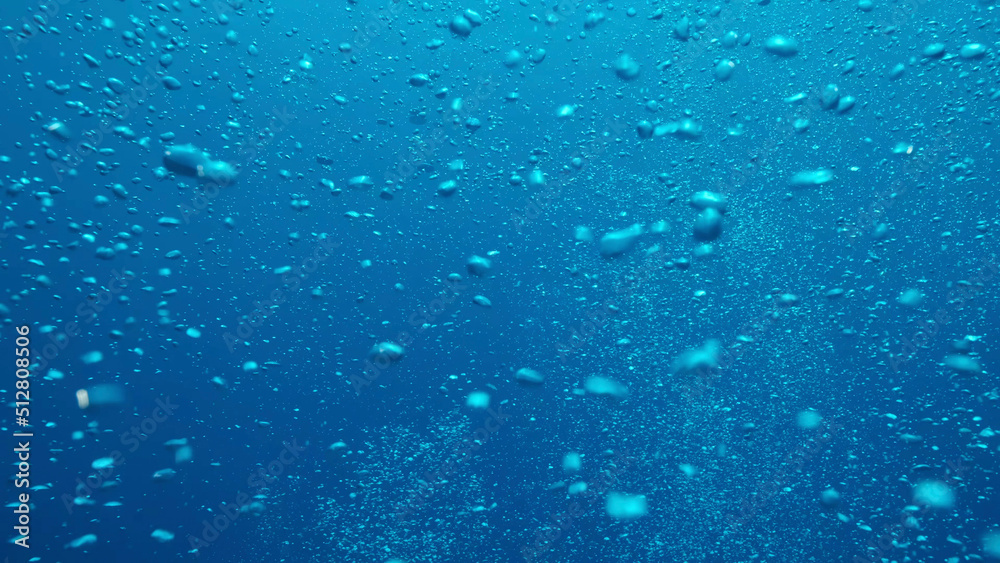 Air bubbles floating from sea bottom to the water surface. Air bubbles in the blue water. Mediterranean Sea, Cyprus Air bubbles floating from sea bottom to the water surface. Air bubbles in the blue water. Mediterranean Sea, Cyprus